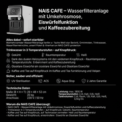 NAIS KAFFE Osmoseanlage, Kaffeefunktion & Eiswürfel – Wasserfilter für Küche