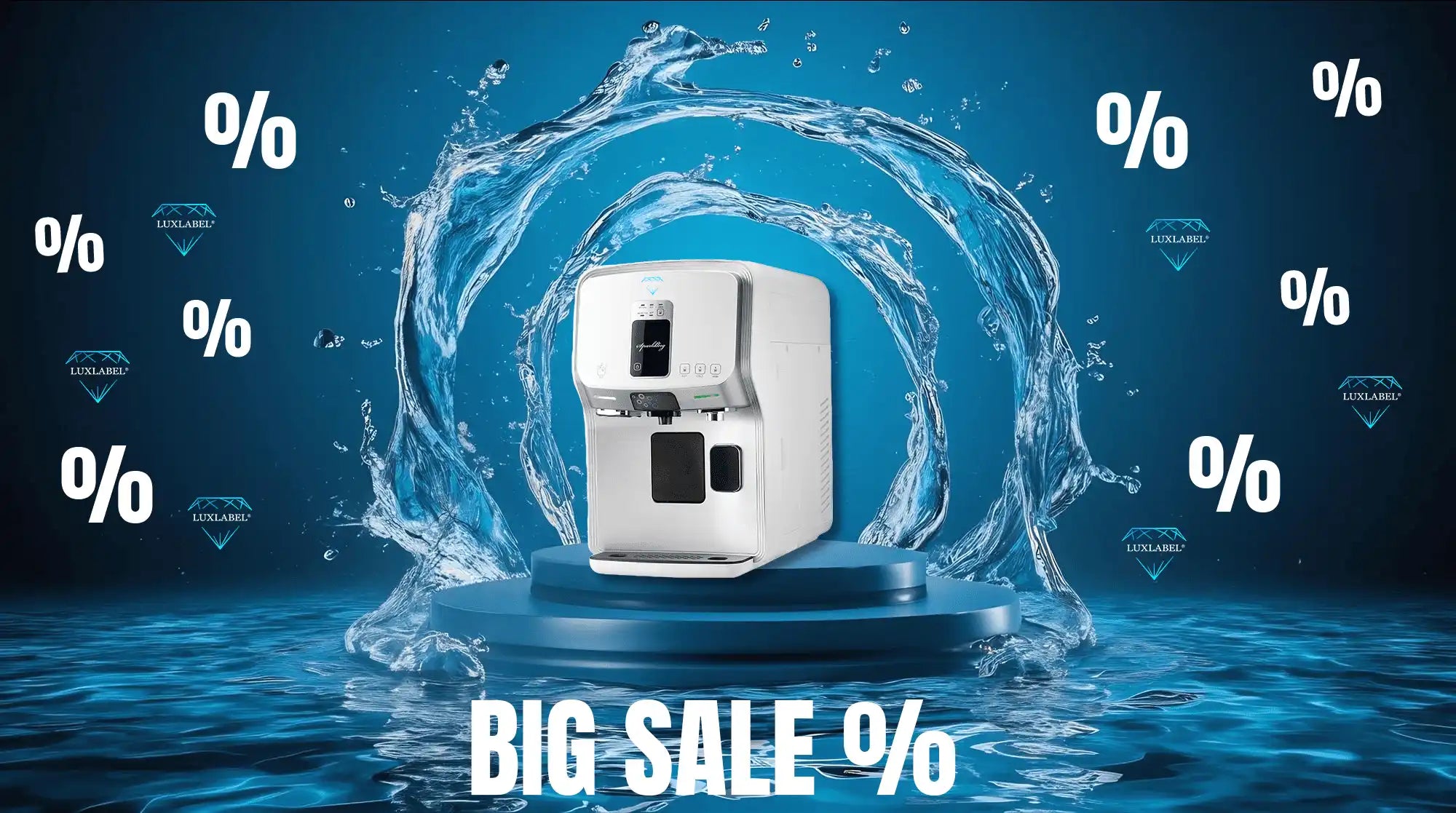 Ein weißer Wasserspender oder -reinigungssystem.